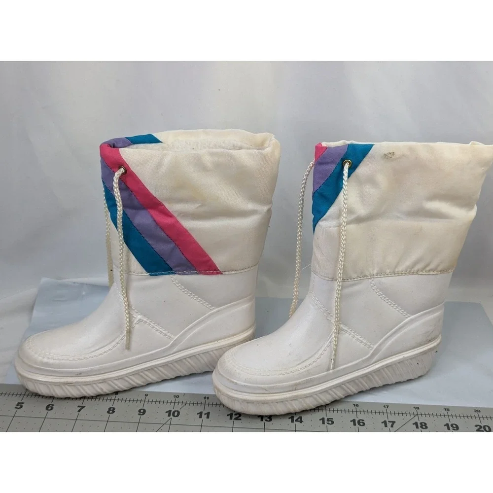 Waterproof White Rain Snow Boots Kids Sz‎ 12 Made in USA